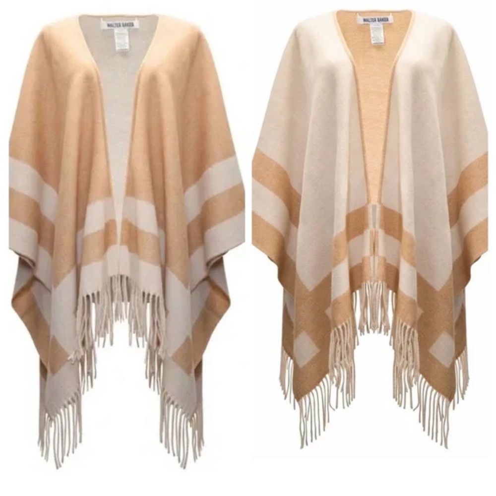 Walter Baker Verushka Reversible Poncho in Camel and Ivory